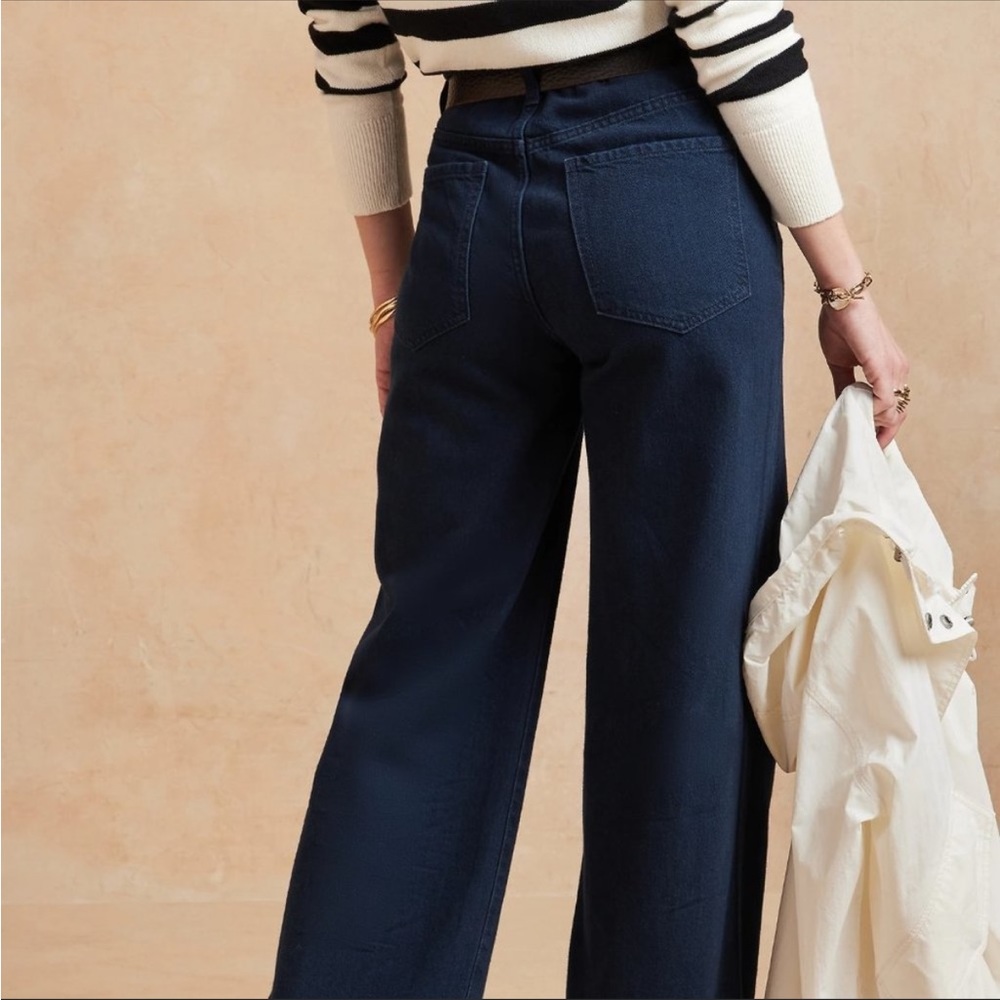 NWT Banana Republic high rise M, wide leg, dark wash jeans size 26/2 Tall